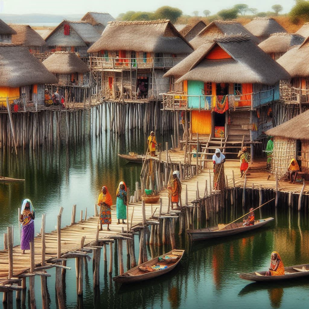 Ganvié et maison son marché